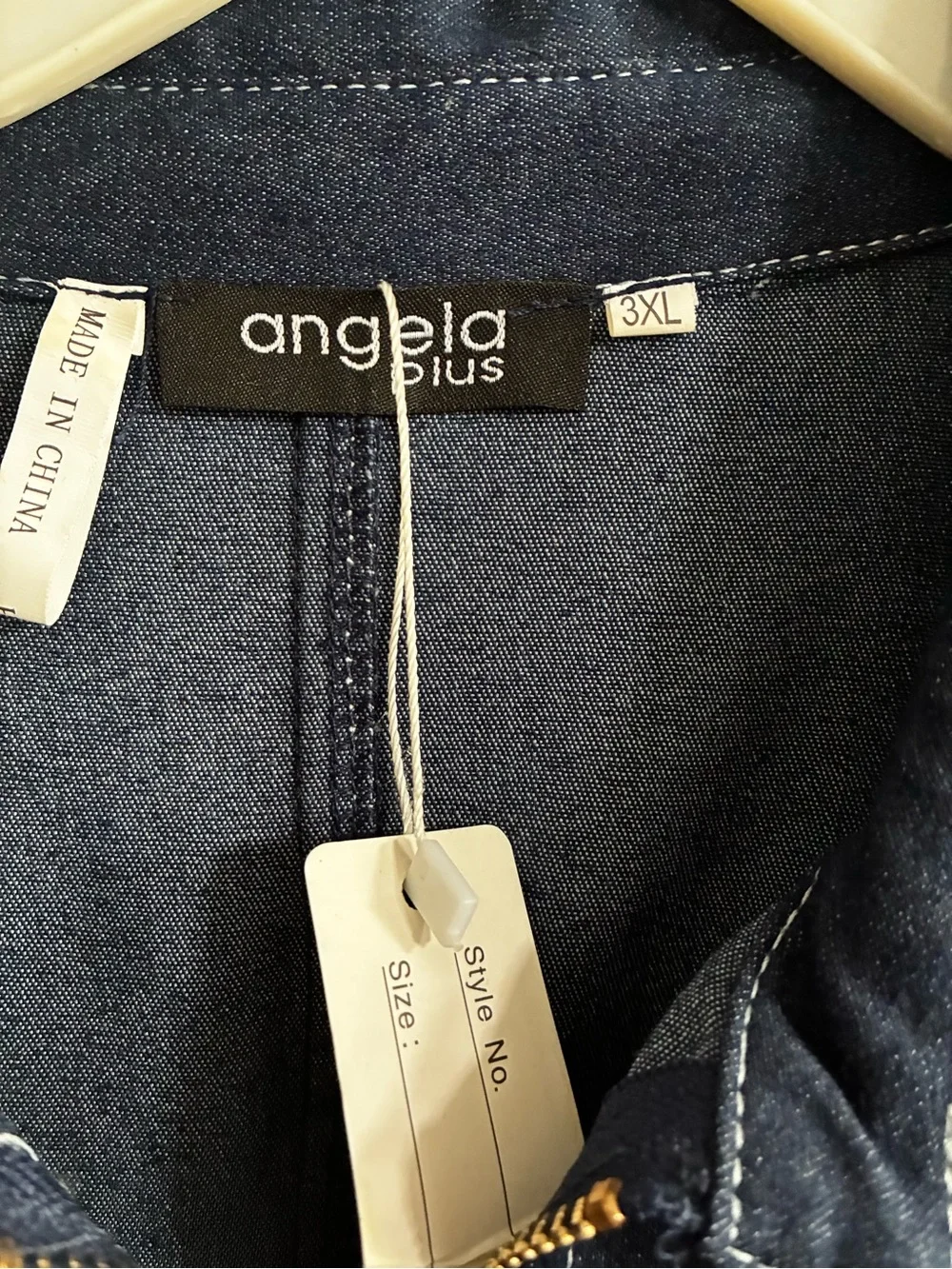 Angel Dark Blue Denim Zip-Front Belted Women's Dress